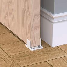 
                        
                          Load image into Gallery viewer, Sliding Closet Door Guides - White Barn Door Floor Guides (4 Pack) by Island Hardware
                        
                      