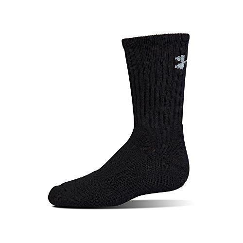 Under Armour Youth Cotton Crew Socks, 6-Pairs , Black/White , Youth Large