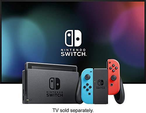 Nintendo Switch 5 Items Bundle: Nintendo Switch 32GB Console with Neon Red and Blue Joy-Con - JOY2ESpree