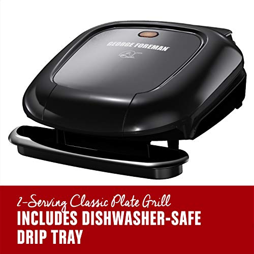 George Foreman GR0040B 2-Serving Classic Plate Grill, Black - JOY2ESpree