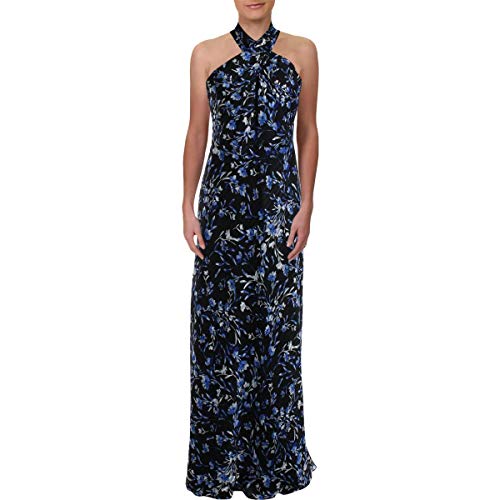 LAUREN RALPH LAUREN Womens Marylynn Metallic Floral Print Evening Dress