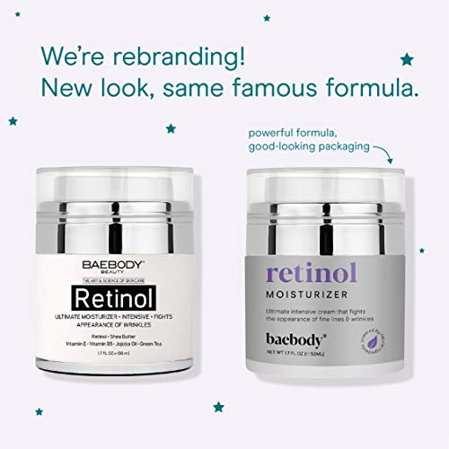 Baebody Retinol Moisturizer Cream for Face, Neck and Décolletage with Wrinkle and Acne Fighting Retinol, Jojoba Oil and Vitamin E, 1.7 Ounces