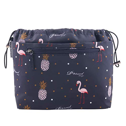 Purse Organizer Insert, Handbag Organizer Bag in Bag Fit LV Speedy, Neverfull, Longchamp, Tote (Flamingo-Navy)