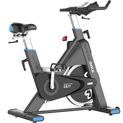 L NOW Indoor Cycling Bike, Belt Drive Indoor Exercise Bike, Stationary Bike LCD Display with 44LBS Flywheel - JOY2ESpree