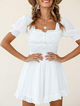
                        
                          將圖片載入圖庫檢視器 Simplee Women Sexy Deep V-Neck Short Sleeve Striped Print Mini A Line Dress
                        
                      