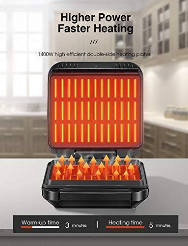 Deik 2 in 1 Electric Indoor Grill & Panini Press Grill, 1200W Smokeless Grill - JOY2ESpree