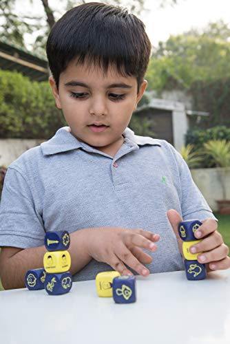 Chalk and Chuckles Rolling Tales, Story Telling Wooden Dice Cubes with Feelings & Objects Ages 5 to 99 Years Old Create Endless Stories - JOY2ESpree