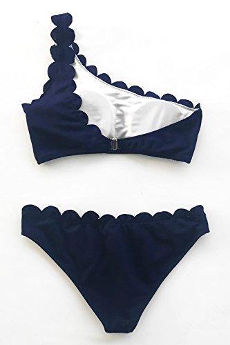 CUPSHE Women's Solid Wavy Edge One-Shoulder Bikini Set Rain of Petals - JOY2ESpree