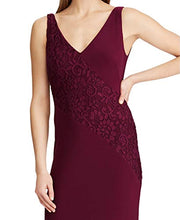 
                        
                          Load image into Gallery viewer, LAUREN RALPH LAUREN Womens Payella Lace Inset V-Neck Evening Dress Purple 12
                        
                      