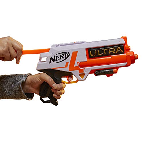 NERF Ultra Four Dart Blaster -- 4 Ultra Darts, Single-Shot Blasting, 2-Dart Storage -- Compatible Only Ultra Darts