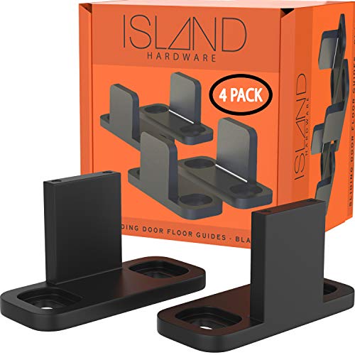 Sliding Barn Door Floor Guides - Black Closet Door Guides (4 Pack) by Island Hardware