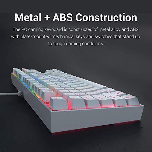 Redragon K552 Mechanical Gaming Keyboard 60% Compact 87 Key Kumara Wired Cherry MX Blue Switches Equivalent for Windows PC Gamers (RGB Backlit White) - JOY2ESpree