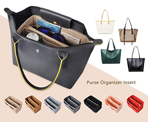 Vercord Felt Organizer Insert for Purse Handbag Tote Bag in Bag Inside Shaper Divider Neo Beige Small