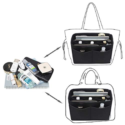 Purse Organizer Insert, Bag Organizer, Bag in Bag, Perfect for Speedy Neverfull and More, 5 Size (X-Large, Black)