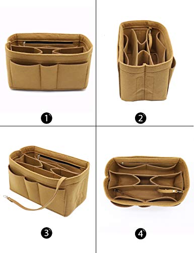 Felt Fabric Purse Tote Diaper Bag Organizer Insert Bag in Bag with Zipper Inner Pocket For Neverfull Speedy