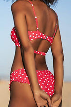 
                        
                          Load image into Gallery viewer, CUPSHE Women's Red Polka Dot Cutout Ruffles Back Hook Closure Bikini Sets
                        
                      