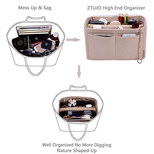 High End Purse Organizer insert, Bag Organizer with YKK zipper, Fit LV Speedy, Neverfull,Tote.5 Sizes