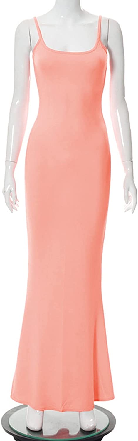AnotherChill Women's Casual Lounge Slip Long Dress Sexy Sleeveless Backless Bodycon Maxi Dresses 2022 Spring Slim Elegant