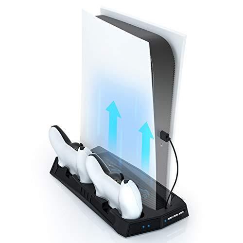 ANBIC PS5 Cooling Station, PS5 Controller Charging Station Vertical Charger Stand with Cooling Fan and USB Extra Ports - JOY2ESpree