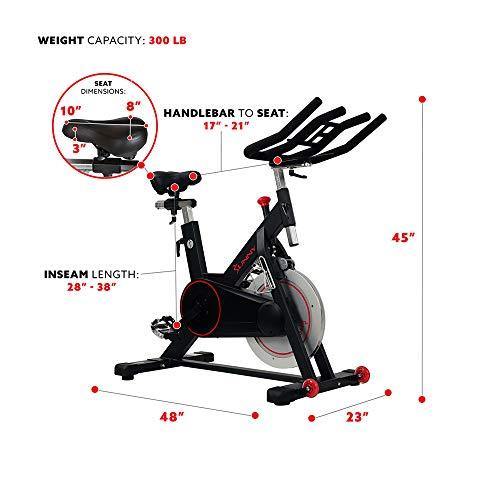 Sunny Health & Fitness Magnetic Belt Drive Indoor Cycling Bike with 44 lb Flywheel and Large Device Holder, Black, Model Number: SF-B1805 - JOY2ESpree