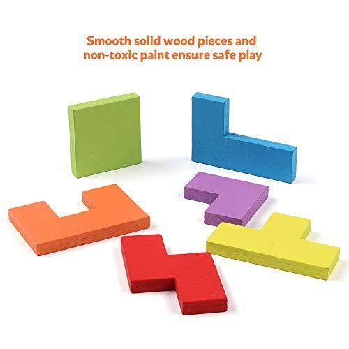 Coogam Wooden Blocks Puzzle Brain Teasers Toy Tangram Jigsaw Intelligence Colorful 3D Russian Blocks Game. - JOY2ESpree