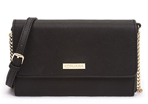 Korvara Small Crossbody Purse with Detachable Strap - Vegan Saffiano Leather Envelope Wallet for Women