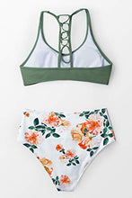 
                        
                          Muat gambar ke penampil Galeri, CUPSHE Women's High Waisted Bikini Floral Lace Up Two Piece Swimsuits
                        
                      