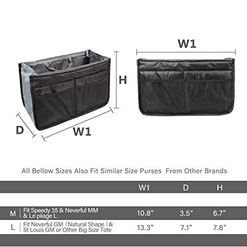 Insert Bag Organizer, Bag in Bag for Handbag Purse Organizer (13 Pockets, Black)