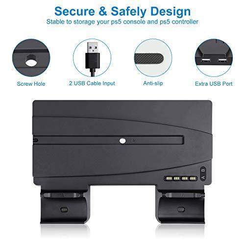 Linkstyle Vertical Stand for Playstation 5 for PS5 Digital Edition/Ultra HD Console with 2 DualSense Controller Charger and 2 Extra USB Charger Ports - JOY2ESpree