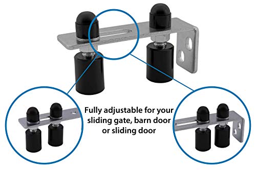 Gate Guide Adjustable - Smooth Black Nylon Double Roller & Durable Zinc Plated 90° L Wall Mounting Bracket