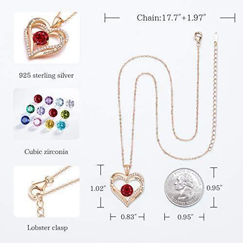 CDE Forever Love Heart Women Necklace 925 Sterling Silver Rose Gold Plated Birthstone Pendant Necklaces for Women - JOY2ESpree