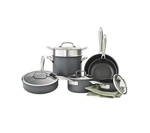 Cuisinart Dishwasher Safe Hard-Anodized 11-Piece Cookware Set, Black - JOY2ESpree