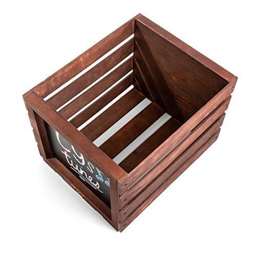 Chalkboard Vinyl Record Storage Crate (Espresso) - JOY2ESpree