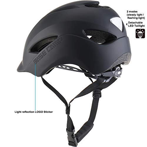BASE CAMP Adult Bike Helmet with Rear Light for Urban Commuter Adjustable M Size