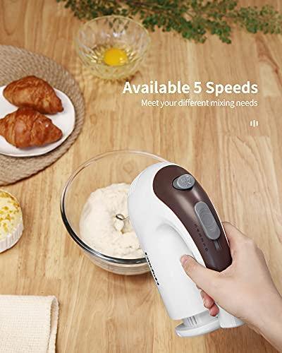 DmofwHi 5 Speed Hand Mixer Electric, 300W Ultra Power Kitchen Hand Mixers with 6 Stainless Steel Attachments - JOY2ESpree