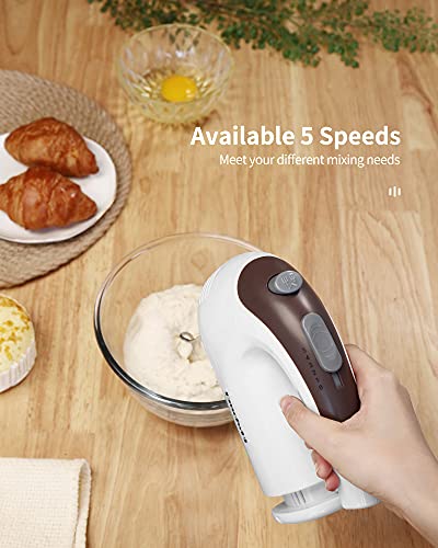 DmofwHi 5 Speed Hand Mixer Electric, 300W Ultra Power Kitchen Hand Mixers with 6 Stainless Steel Attachments - JOY2ESpree
