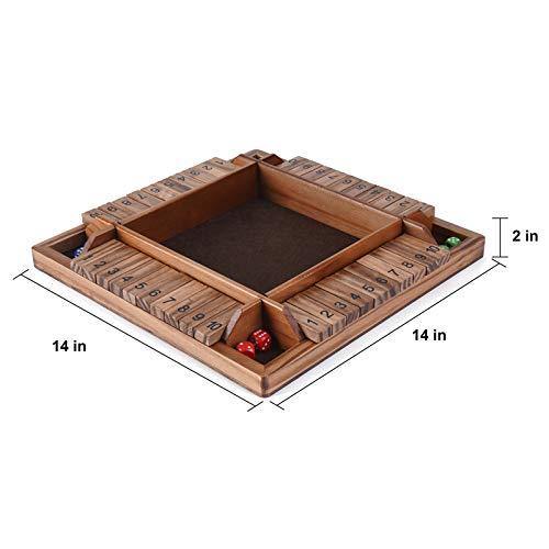 ROPODA 14 Inches 4-Way Shut The Box Dice Board Game (2-4 Players) - JOY2ESpree