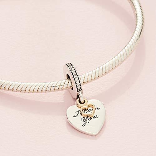 Pandora Jewelry I Love You Forever Heart Dangle Cubic Zirconia Charm in Sterling Silver and 14K Yellow Gold - JOY2ESpree