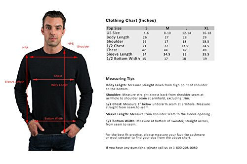 JENNIE LIU Men's 100% Cashmere Long Sleeve Crewneck Sweater (Medium, Black)