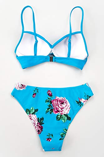 CUPSHE Women's Wrap Top Floral Bottom Bathing Suit Two Piece Sexy Swimsuit