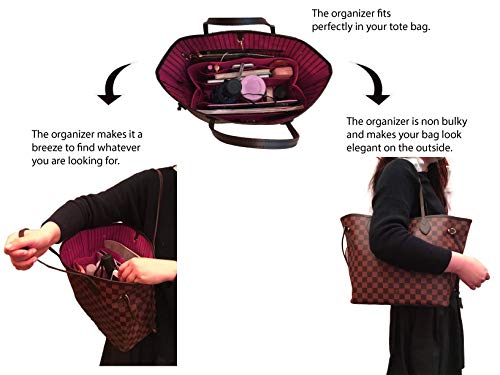 Felt Tote Bag Organizer Insert with Pockets, Handbag Purse Shaper, fits Neverfull, Speedy, Longchamp, etc.