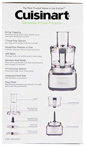 Cuisinart FP-8SV Elemental 8 Cup Food Processor, Silver - JOY2ESpree