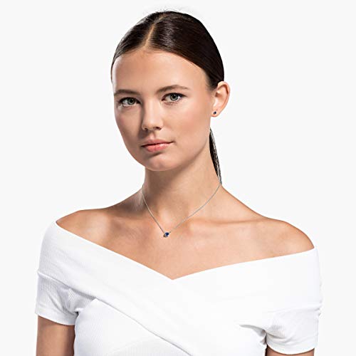 Swarovski Women's 125th Anniversary Attract Round Crystal Necklace and Pierced Earring Jewelry Set, Blue Crystals with Rhodium Plated Metal - JOY2ESpree