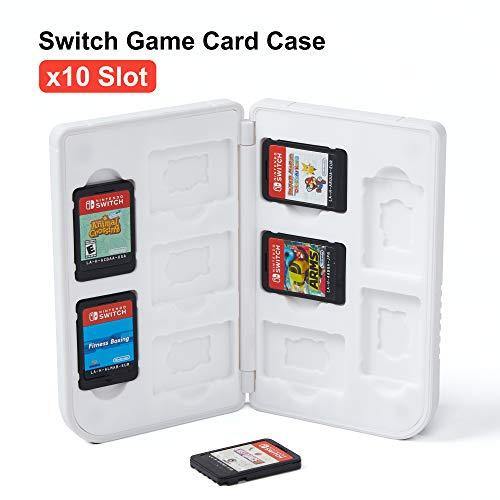 LeyuSmart Game Card Case for Nintendo Switch Games,10 Slot Card & MircoSD Card Storage Holder, Small Size Slim and Portable (White) - JOY2ESpree