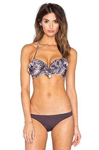 Zimmermann Paisley Frill Bandeau Bikini Top and Aubergine Flex Bikini Bottom Set