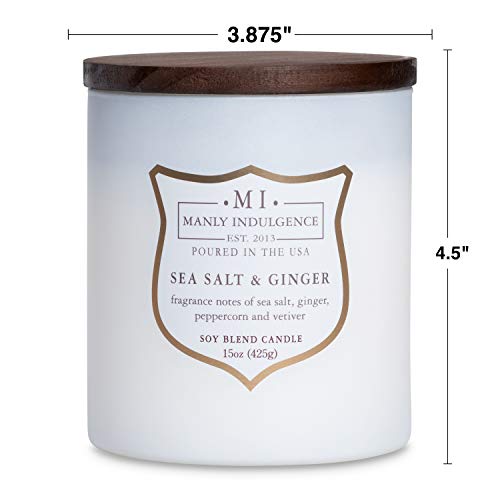 Manly Indulgence Sea Salt & Ginger Scented Jar Candle, 15 Oz, White