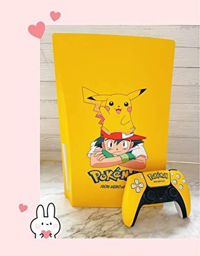 Skin for PS5 Disk Edition Playstation 5 Console and Controllers Skin Vinyl Sticker Decal Cover Stickers for PS5 Playstation 5 (Pikachu) - JOY2ESpree