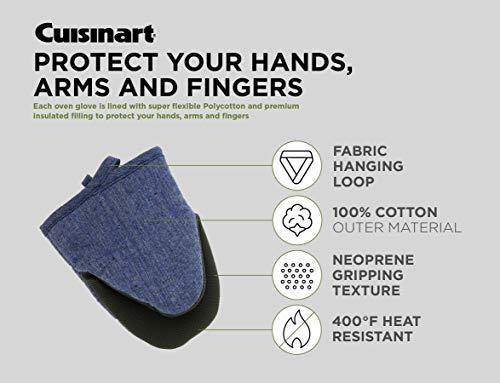 Cuisinart Chambray Neoprene Mini Oven Mitts, 2 Pack – Heat Resistant to 400 F . - JOY2ESpree