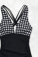 
                        
                          Load image into Gallery viewer, CUPSHE Women's One Piece Swimsuit V Neck Tummy Control Cross Back Vintage Swimwear Bathing Suits
                        
                      