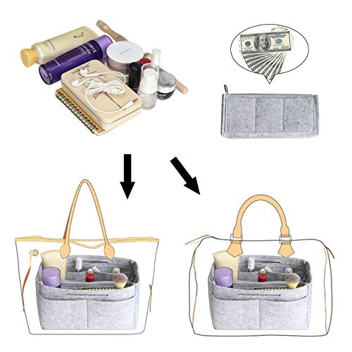 Purse Handbag Organizer Insert, MISIXILE Felt Bag Organizer with Handles